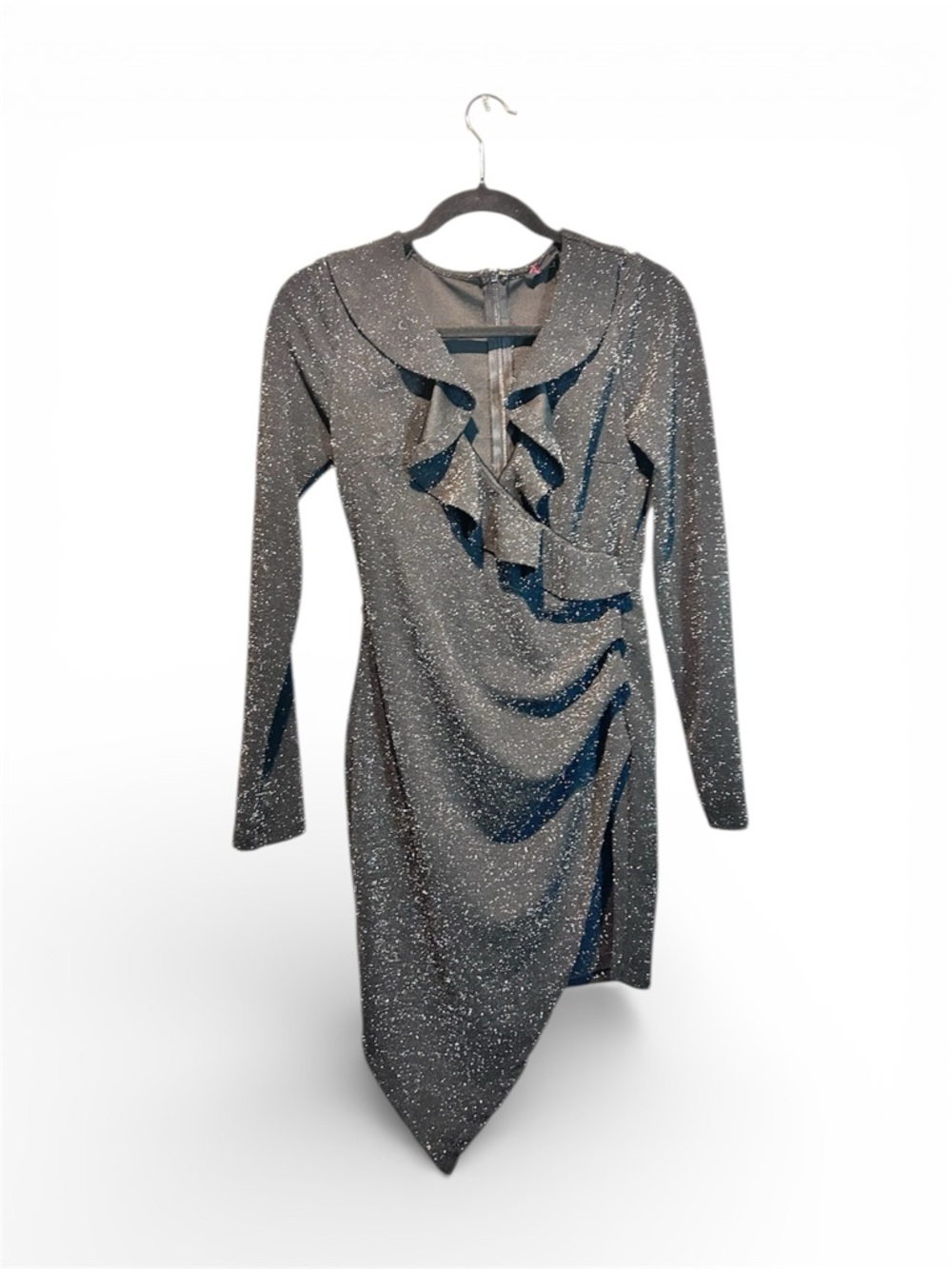 Fiestar Glitter Dress Size S Asymmetrical Hem Side Slit Worn Once